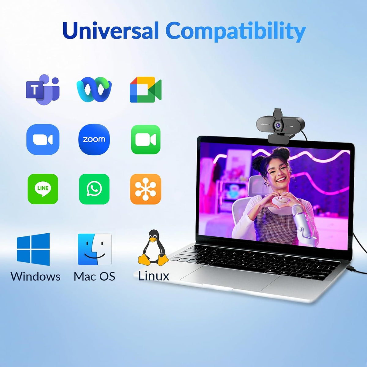Ultra HD 4K Webcam for PC with Tripod, PDAF & CDAF Dual-autofocus, Face Cam