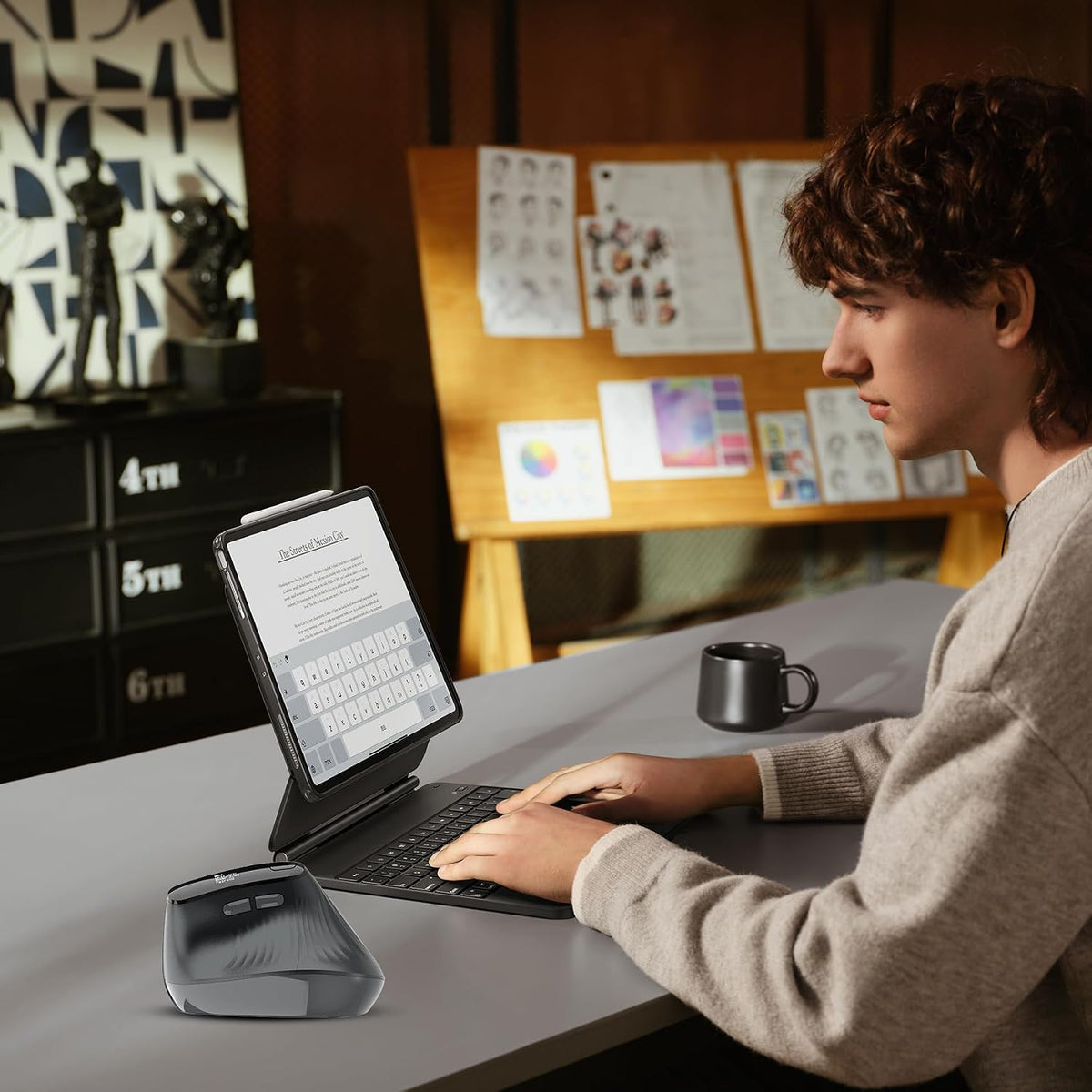 Eelexa New Dual Mode Ergonomic Mouse, Rechargeable Bluetooth Vertical Ergo Mouse Wireless 5 Adjustable DPI, Silent 2.4GHz Optical Carpal Tunnel Mouse for Compatible with Laptop, PC(Right Hand)