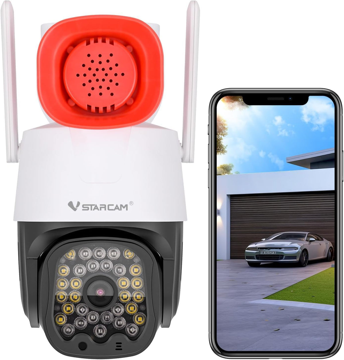 VSTARCAM 2K HD Pet Camera with Phone App, Indoor Camera for Home Night Vision, 2-Way Audio, Motion Detection, 2.4G WiFi Dual Monitor, 7/24 Recording, Cloud/SD Card Storage