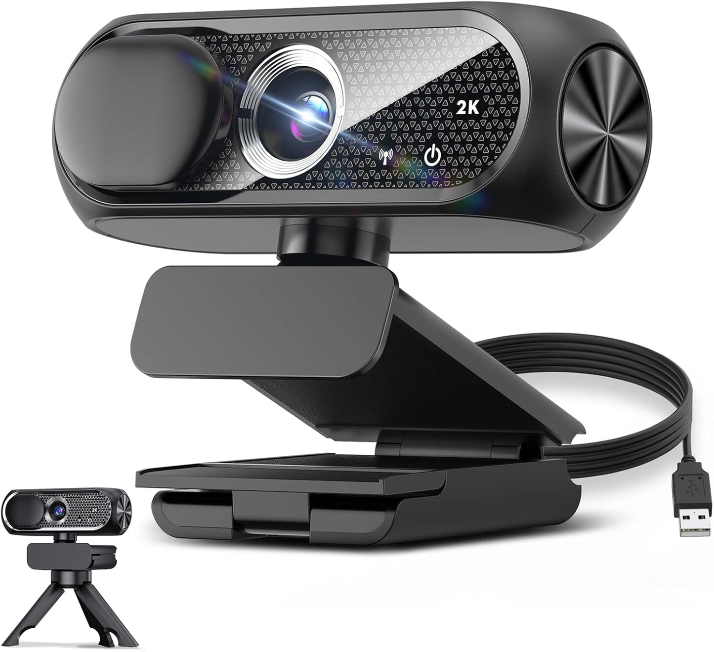 1080P HD Webcam with Microphone, Privacy Cover, Wide-Angle Lens, Plug & Play USB Webcam for Laptop, Desktop, PC, Mac, Zoom, Skype (Deep Black)