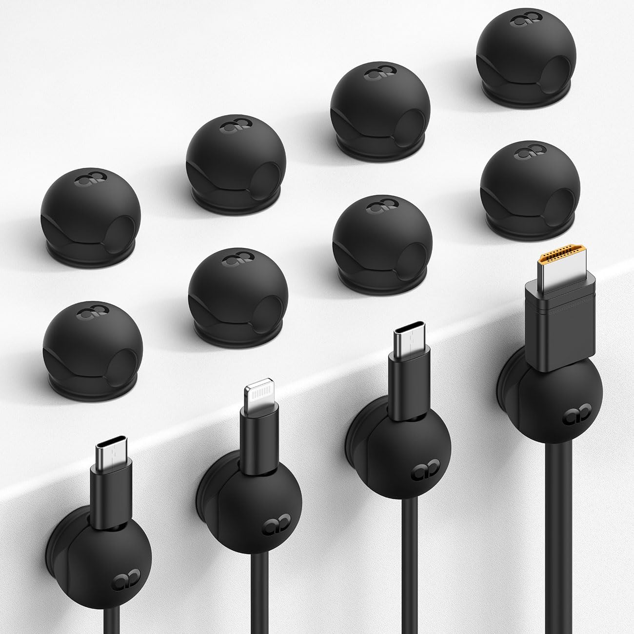 Lamicall 6 Pack Rotatable Cord Organizer, 1s Lock Spring Cable Holder Clips | Nightstand Desk Office Organizer Accessories, Home Dorm Phone Charger Cable Management, Adhesive Wire Keeper for Wall Car