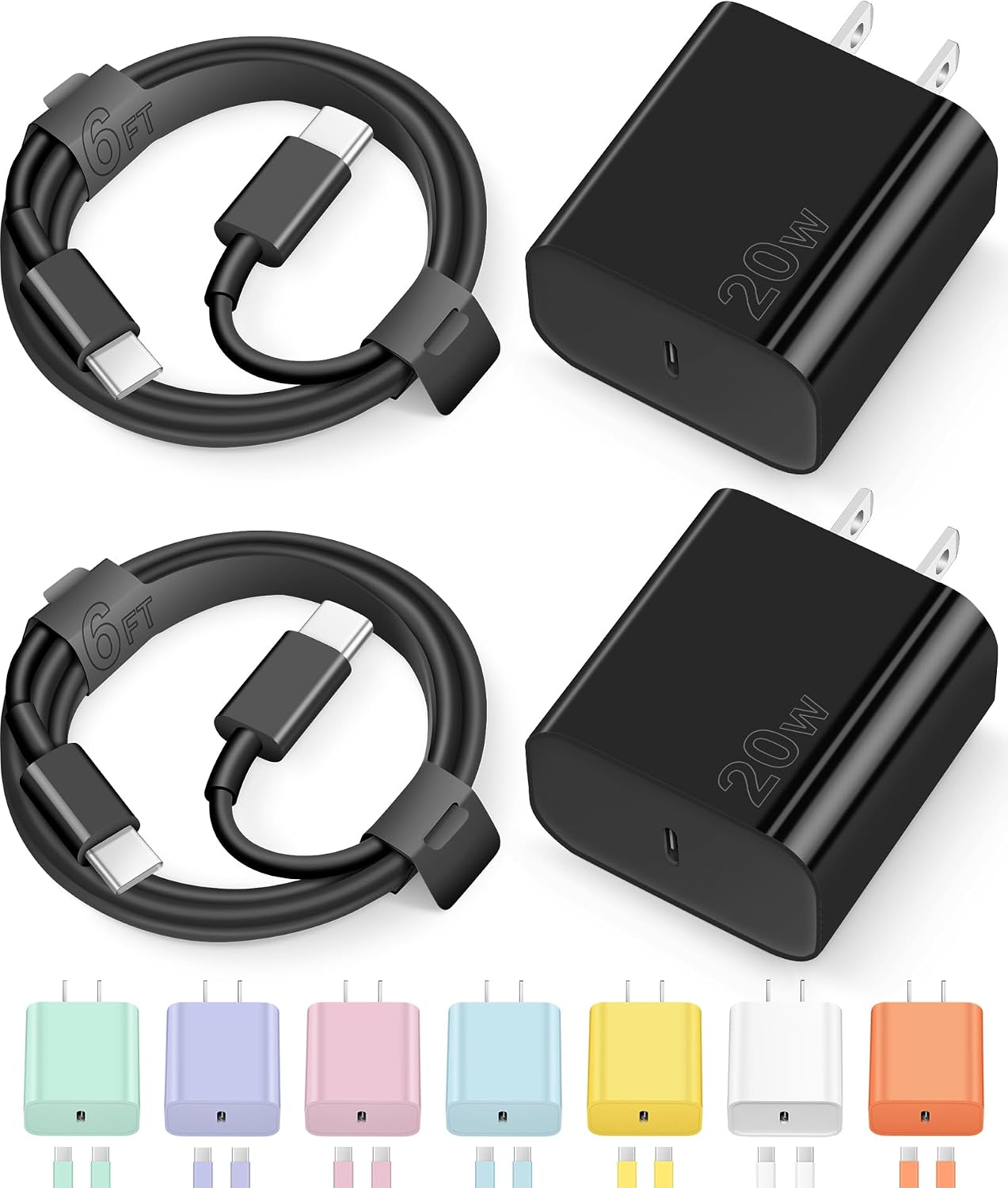 12FT iPhone 17 16 15 Charger Fast Charging Type C Charger USB C Charger | for iPhones, iPads,Tablets, Android phones,20W iPhone Charger USB-C Power Adapter,with Extra Long USB-C Charging Cables