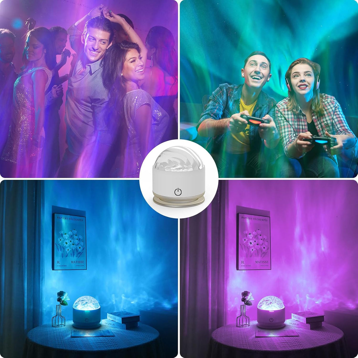 HUMIIEYE Northern Light Projector, Battery Operated Aurora Night Light with Timer Function, 13 Colors Galaxy Lamp Ripple Ceiling Projector Mood Ambient Lighting for Bedroom Adults Kids Room Girl Gift