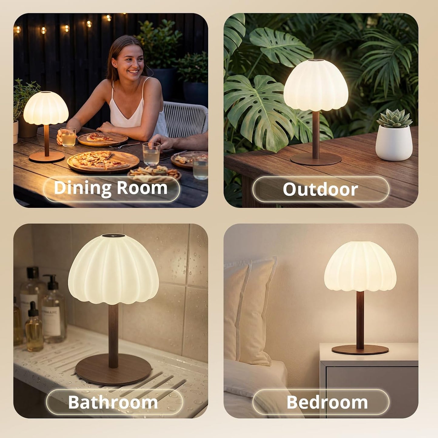 Hifree Rechargeable Waterproof Shower Lamp, IP65 Cordless Touch Dimmable Small Desk Light for Inside Shower, 4500mAh Battery Operated Color Changing Table Lamp for Bathroom, Bedroom, Outdoor