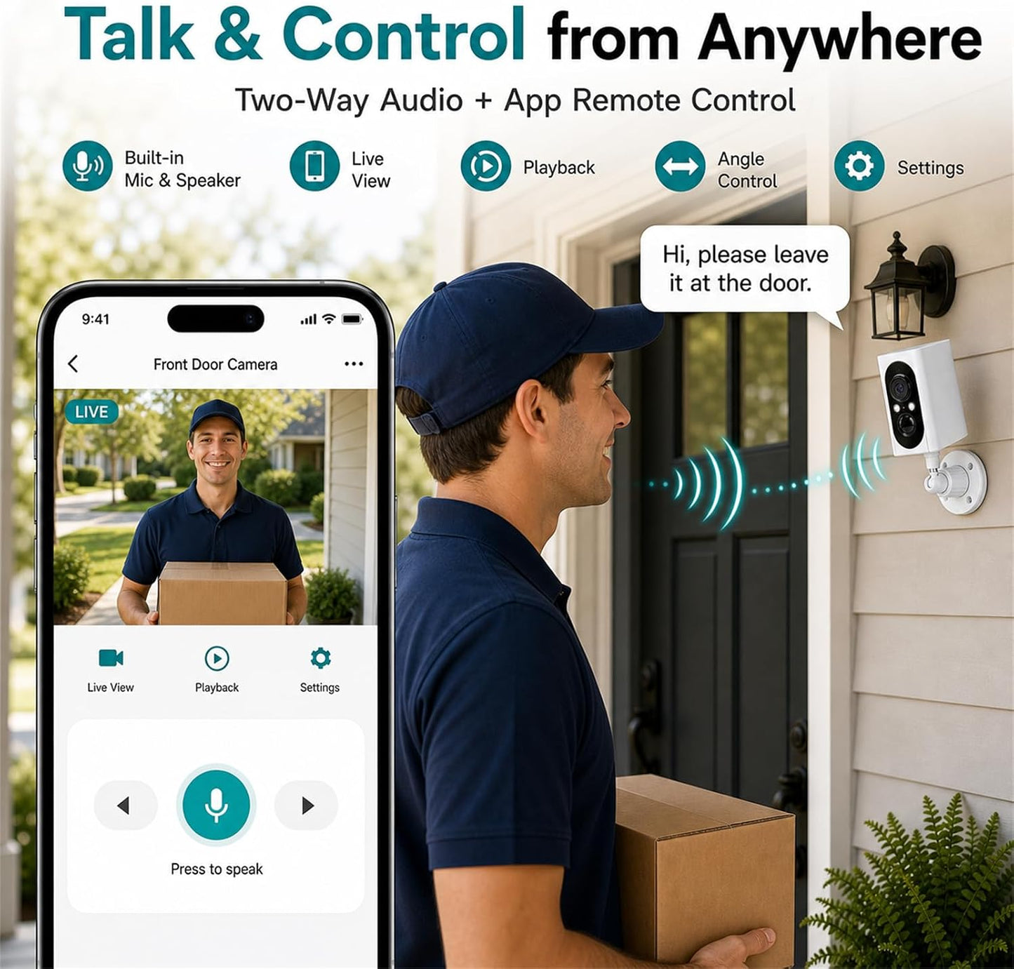2K Security Cameras Wireless Outdoor, 355° Pan Rotate, Battery Powered, Color Night Vision WiFi Cameras, AI Motion Detection, Cloud/SD Storage, IP65, Alert & Alarm, Cameras for Home Security, 2 Pack