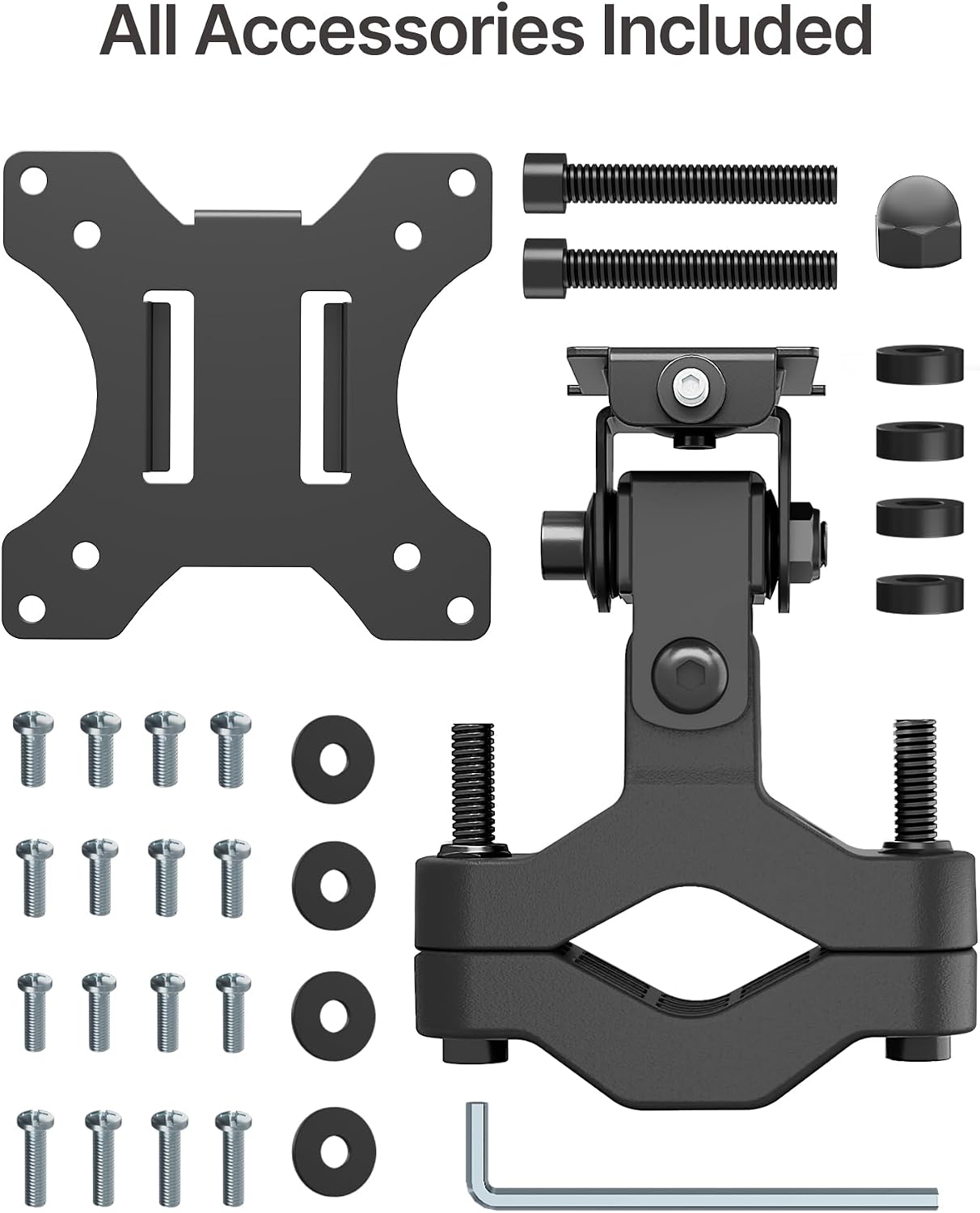 monTEK Pole Monitor Mount Bracket, Full Motion,17–32" Screen,Up to 17.6 Lbs | Lightweight Portable Pole Mount for 17–32"Monitors, Fits 1.1"–2.4" Poles, Ideal for Office, Classroom & Gaming Setups