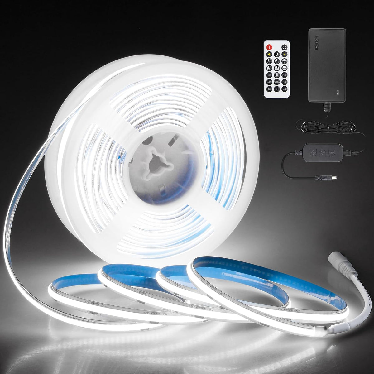Dimmable COB Led Strip Light 24V 100FT with Dam-Process 2roll Warm White 8mm