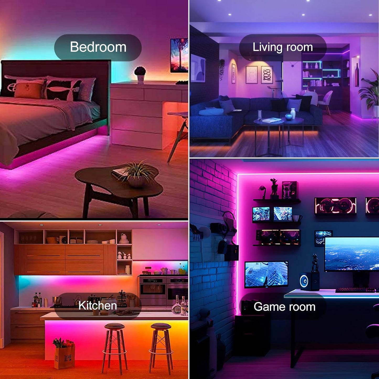 100 FT LED Lights For Bedroom,With 44 Key Infrared Remote Control And Bluetooth Application Smart LED Strip Lights, Music Synchronous Color Changing Light Strip, Used For Room Kitchen Party Decoration