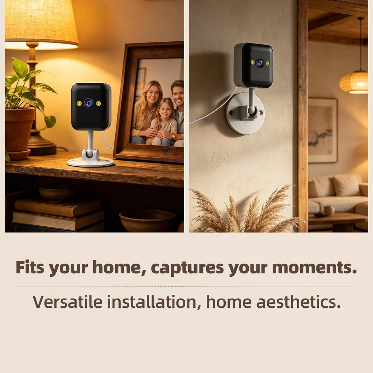 JOOAN 2K Indoor Outdoor Security Camera, 2.4G WiFi, IP66 Waterproof, Motion Detection, 2-Way Audio, Color Night Vision, for Baby/Elderly/Cat/Dog, Multi-User Shared, Local & Cloud Storage, Plug-in