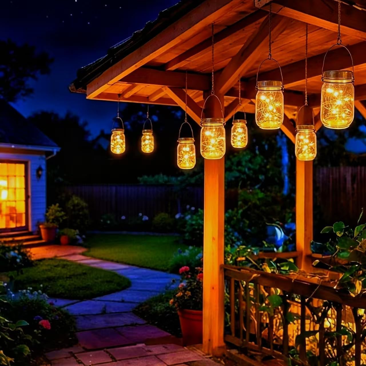 Cooo 12 Pack Gifts for Him Her Solar Lanterns Outdoor Waterproof Upgraded Crystal Glass Solar Mason Jar Lights 30 LED 215% Larger SolarPanel(Just a Little More,Get Double The Delight-Warm White)