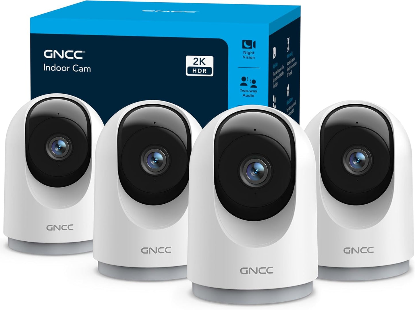 GNCC Indoor Security Camera, 2K Cameras for Home Security with Motion Detection, Baby/Pet Camera with Phone App, Night Vision, 2-Way Audio, TF/Cloud Storage, Works with Alexa & Google Home, 2.4G WiFi