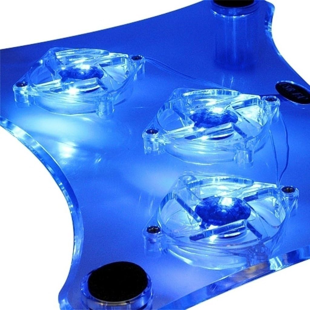 ThreeH USB Fan Laptop Cooling Pad with 3 Fans & Blue LED Lights