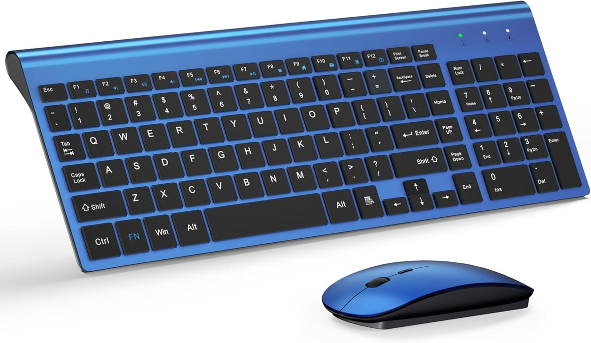 Wireless Keyboard and Mouse Ultra Slim Combo, TopMate - Gray Black