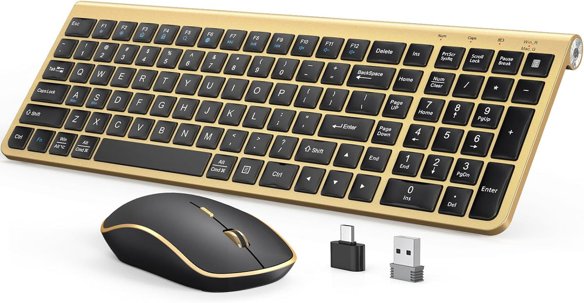 JOYACCESS Pink Wireless Keyboard and Mouse, Typewriter Keyboard Wireless, Ergonomic and Quiet Computer Mouse for for Desktop/PC/Laptop/Surface/Smart TV and Windows 10/8/ 7