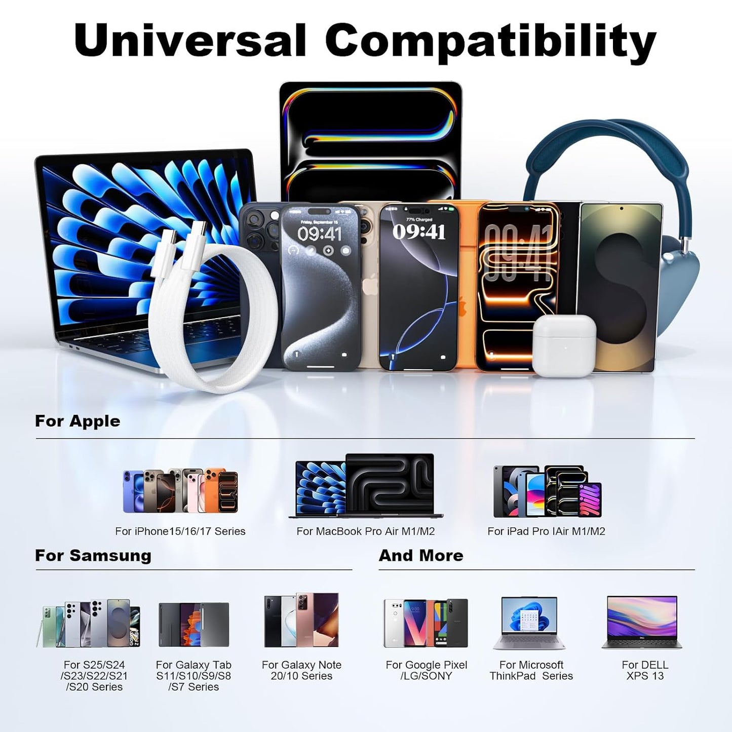 USB C Cable 3FT 2 Pack, Nylon Braided USB C to USB C Cable for Carplay, Home and Office, 60W Fast Charging usbc Cable for iPhone 17/16/15 Pro Max/Pro/Plus, Galaxy S25/S24/S23, iPad, MacBook, Pixel