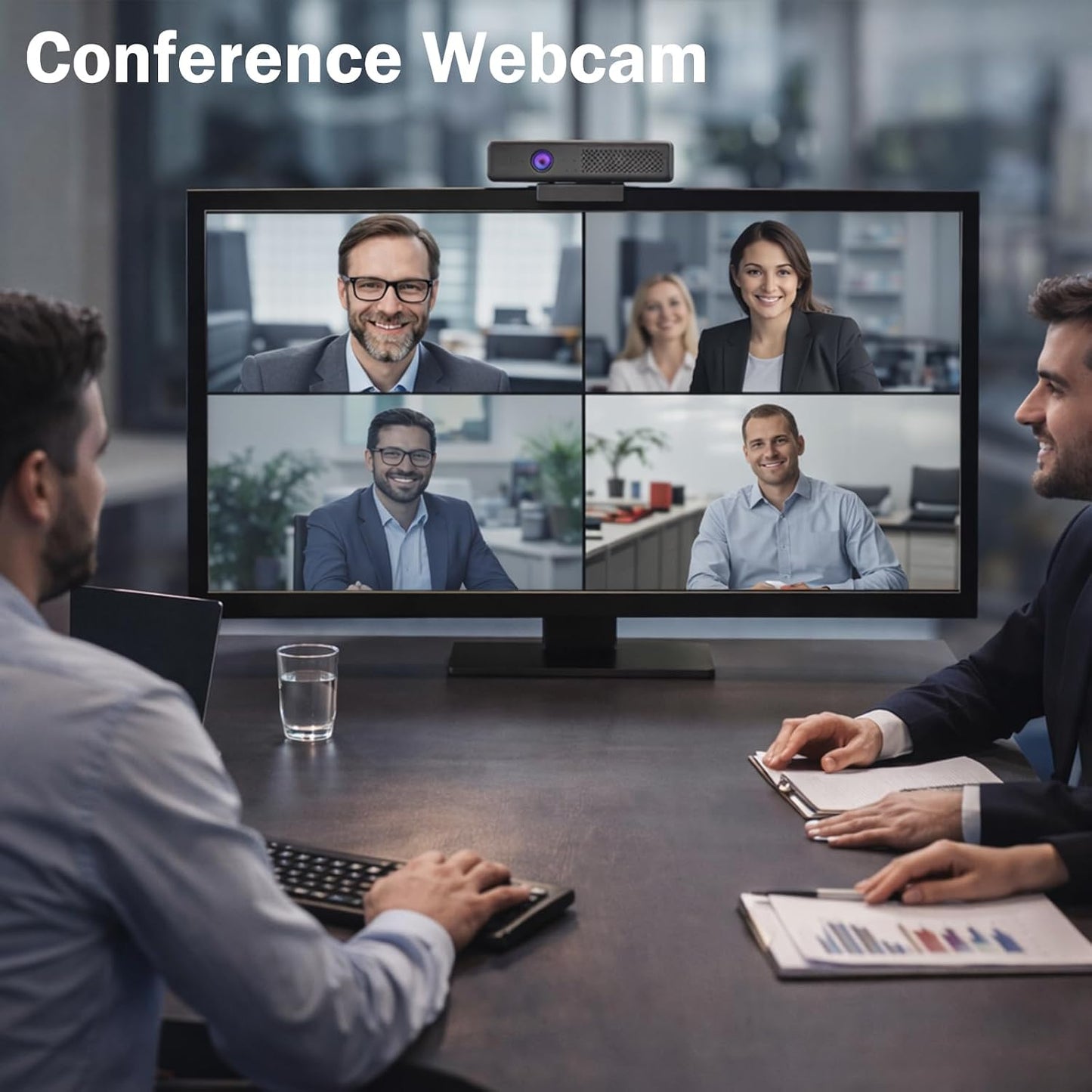 ROTOPATA 3-in-1 Full HD 1080P Conference Webcam with Speaker and 4 Mics | USB Web Cam With 90° FOV, Magnet Privacy Cover, 3W Speaker, Plug & Play, Computer Camera for Streaming Video laptop desktop