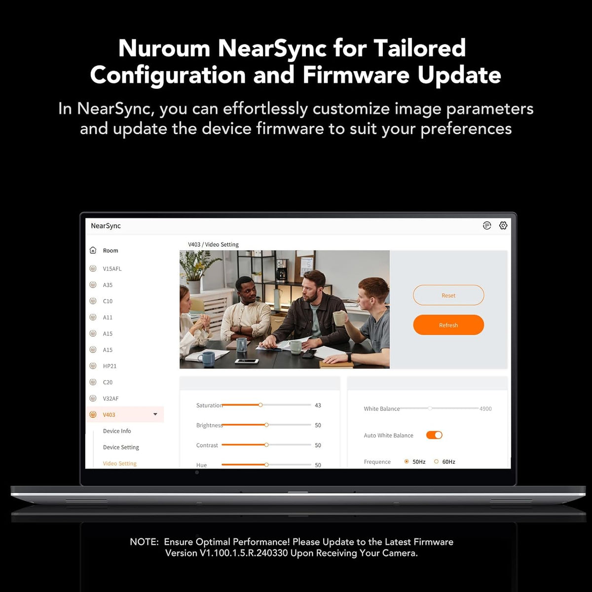 NUROUM V403 PTZ Camera, 5X Optical Room Video Conference Webcam, AI Noise Cancelling Microphones, 350° Pan&60° Tilt, 4 Preset Positions, 122° FOV, 1080P for Zoom/Teams/Google Meet