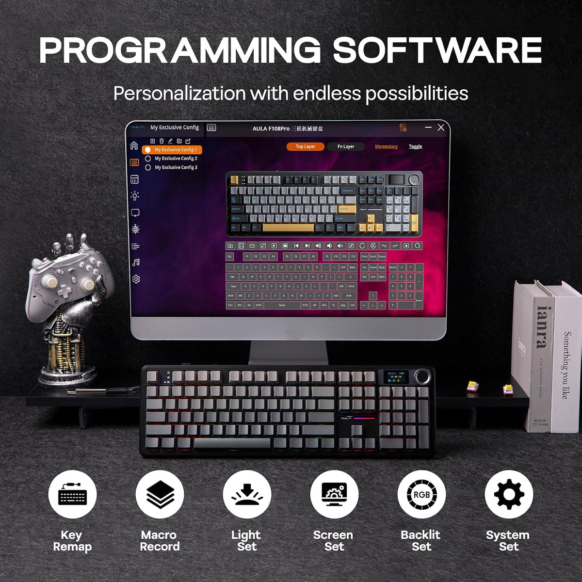 EPOMAKER X Aula F108 PRO Wireless Gaming Keyboard with Screen