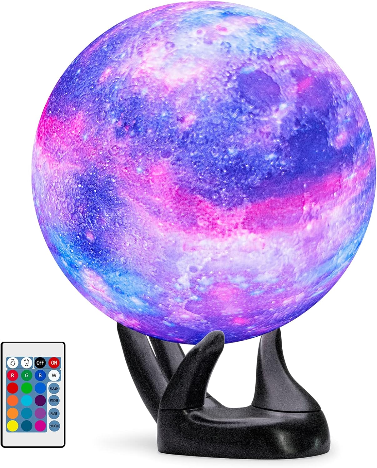 BRIGHTWORLD Moon Lamp Galaxy Lamp 5.9 inch 16 Colors LED 3D Moon Light, Remote & Touch Control Moon Night Light Gifts for Girls Boys Kids Women Birthday(Wooden Base)