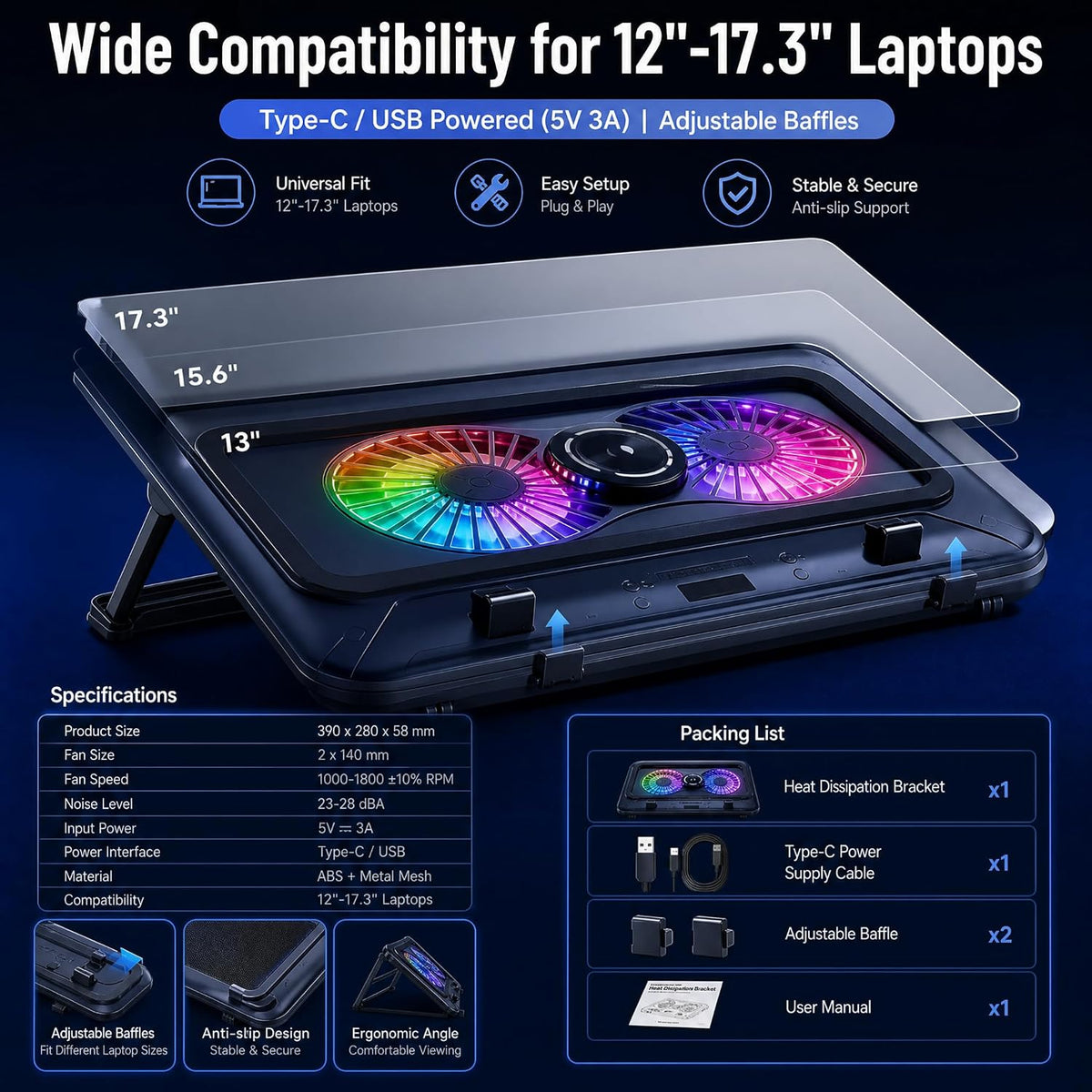 NIMO Laptop Cooling Pad Semiconductor and Pressurized Turbo Fan Station