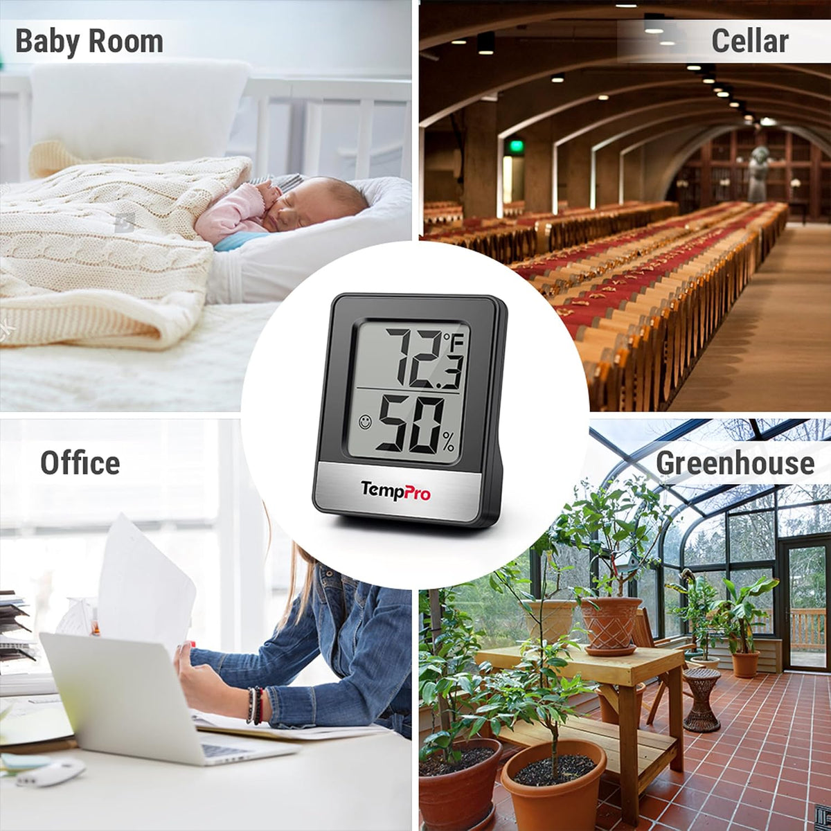 TempPro TempAir 2 Pack Hygrometer Indoor Humidity Meter, Room Thermometer