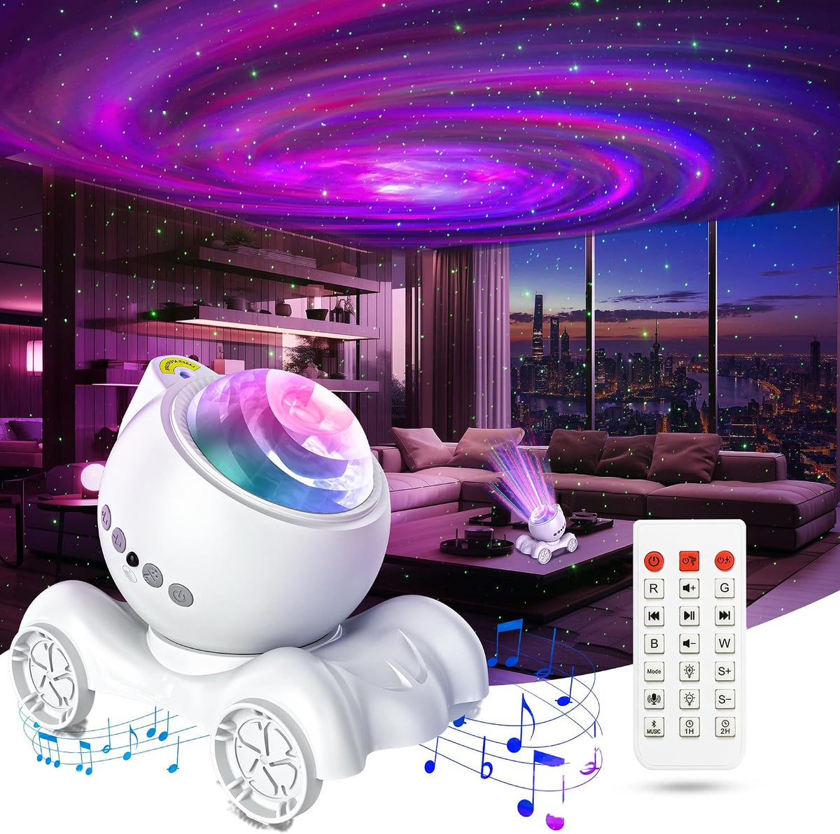 ENOKIK Galaxy Projector Night Light, Star Bluetooth Speaker, Solid Black