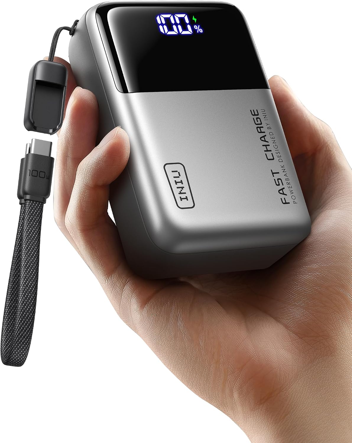 INIU Laptop Power Bank, Smallest 25000mAh 100W Fast Charging Battery Pack | USB C-Cable, Flight-Safe, Travel Essentials, Portable Charger for MacBook Pro, Dell, Steam Deck, iPhone etc