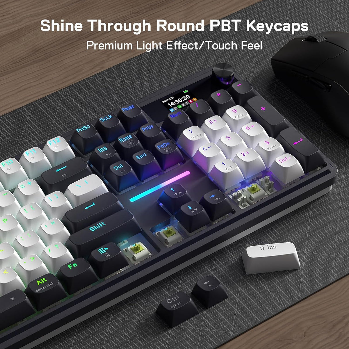 Redragon K762 PRO Wireless 104-Key Gasket Gaming Keyboard, Screen & Knob