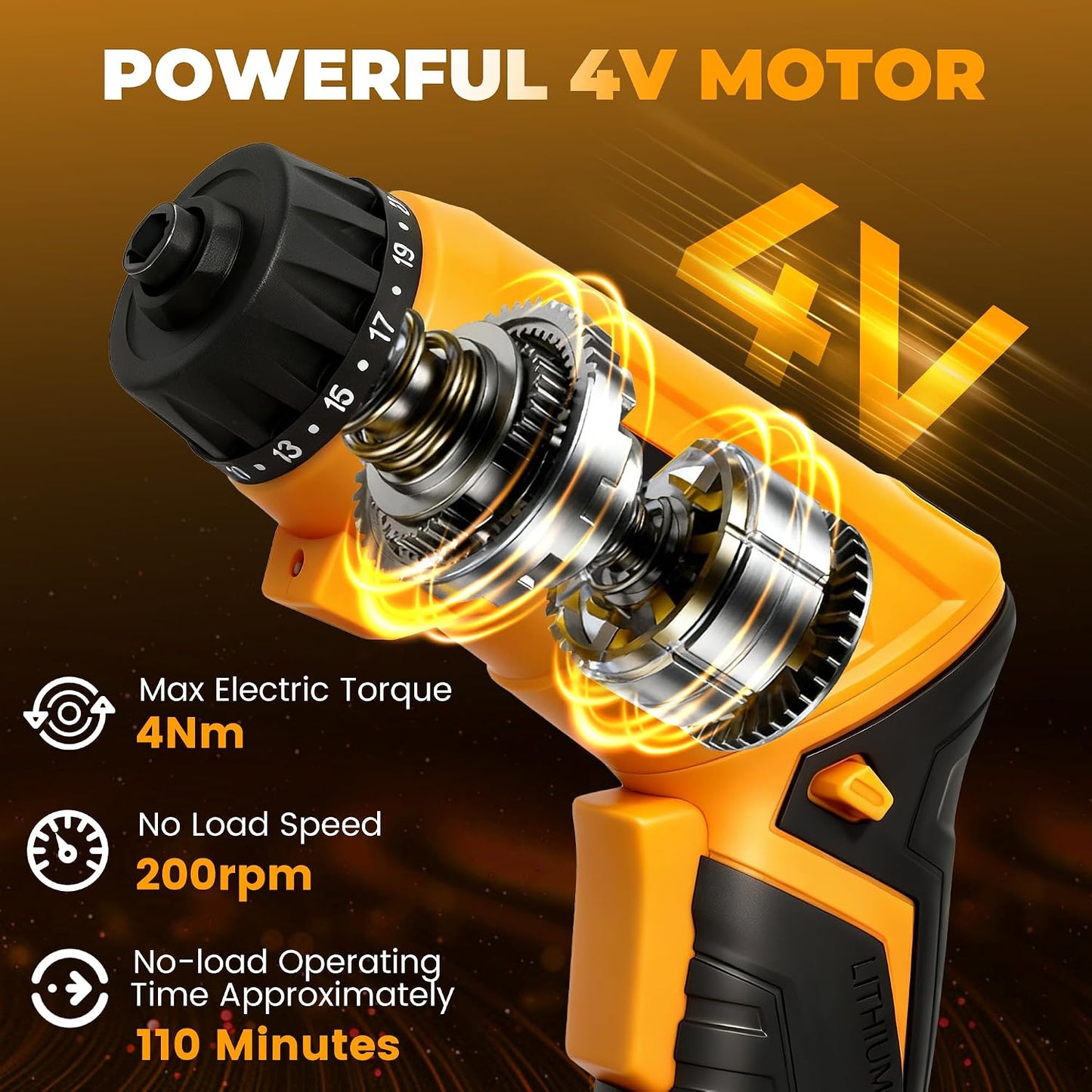 MulWark Electric Screwdriver Set, 4V Cordless Screwdriver with 46 Precision Driver Bit Set in Carrying Case Rechargeable 2-Position Handle, Powered Screwdriver Kit for Home Improvement, DIY Projects