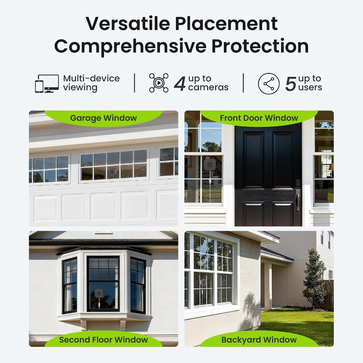 Window Security Camera 2K, Indoor WiFi Cameras 2.4GHz/5GHz, 2 Pack with Colorvue AI Color Night Vision, Person Detection with Auto-Focus, 24/7 Recording Compatible with Alexa & Google Home