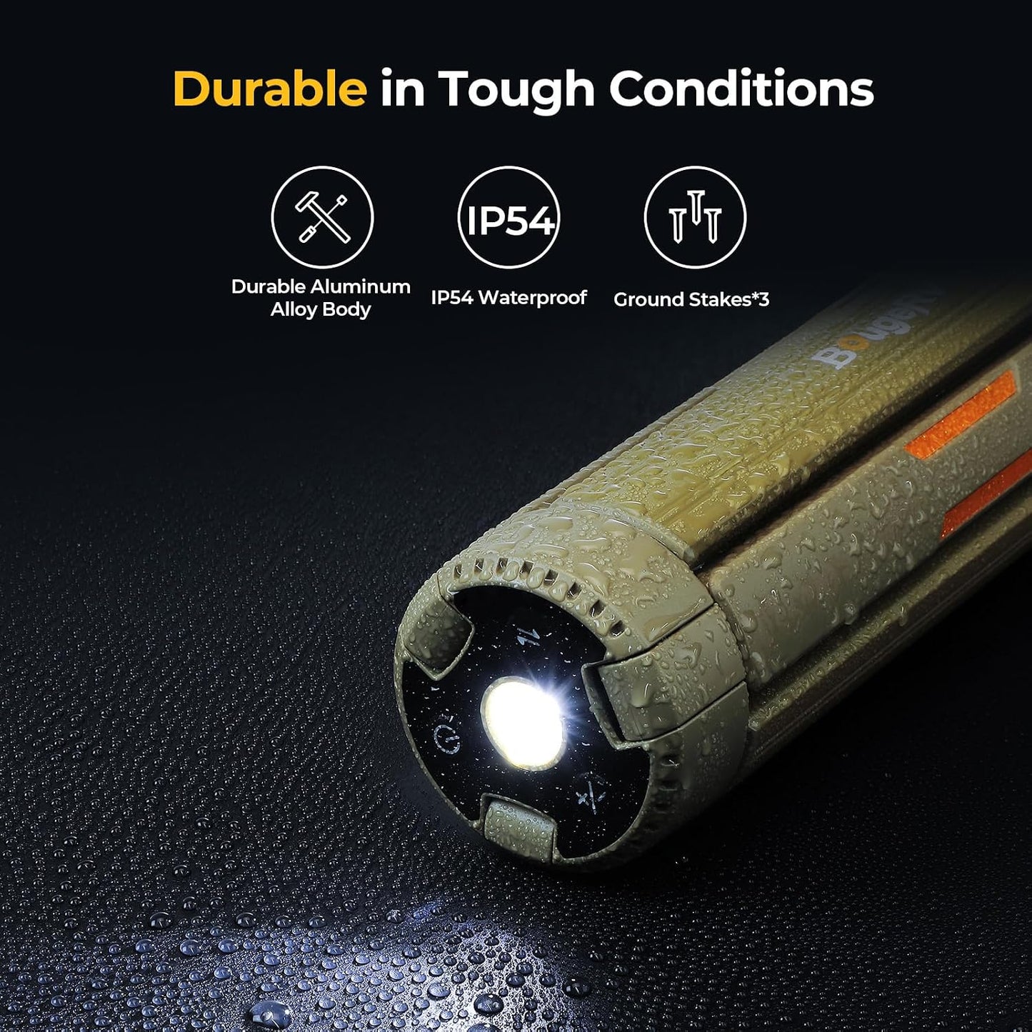 BougeRV Telescopic Camping Light CL04, 15600mAh Camp Lantern Rechargeable | 5.4 ft Adjustable Height, Up to 60H Runtime, Collapsible Electric Lantern, Adjustable Brightness, 4 Lighting Modes, Outdoor