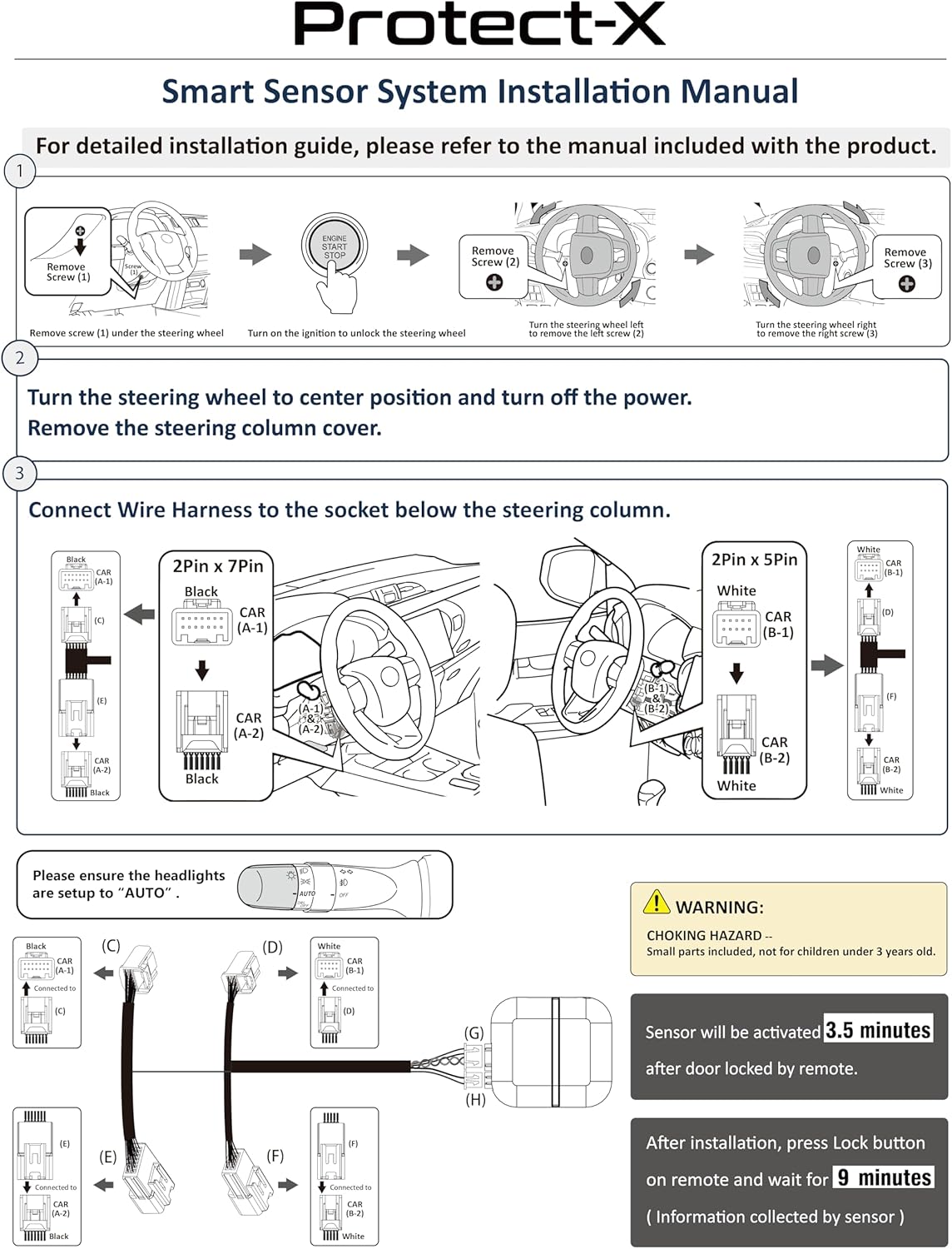 Protect-X Smart Sensor System for Camry 2026 2025 2024, Wheel Anti-Theft | Plug & Play, Catalytic Converter Anti-Theft, Window Breakage Alert, Window Control by Factory Keyfob, Valet Mode