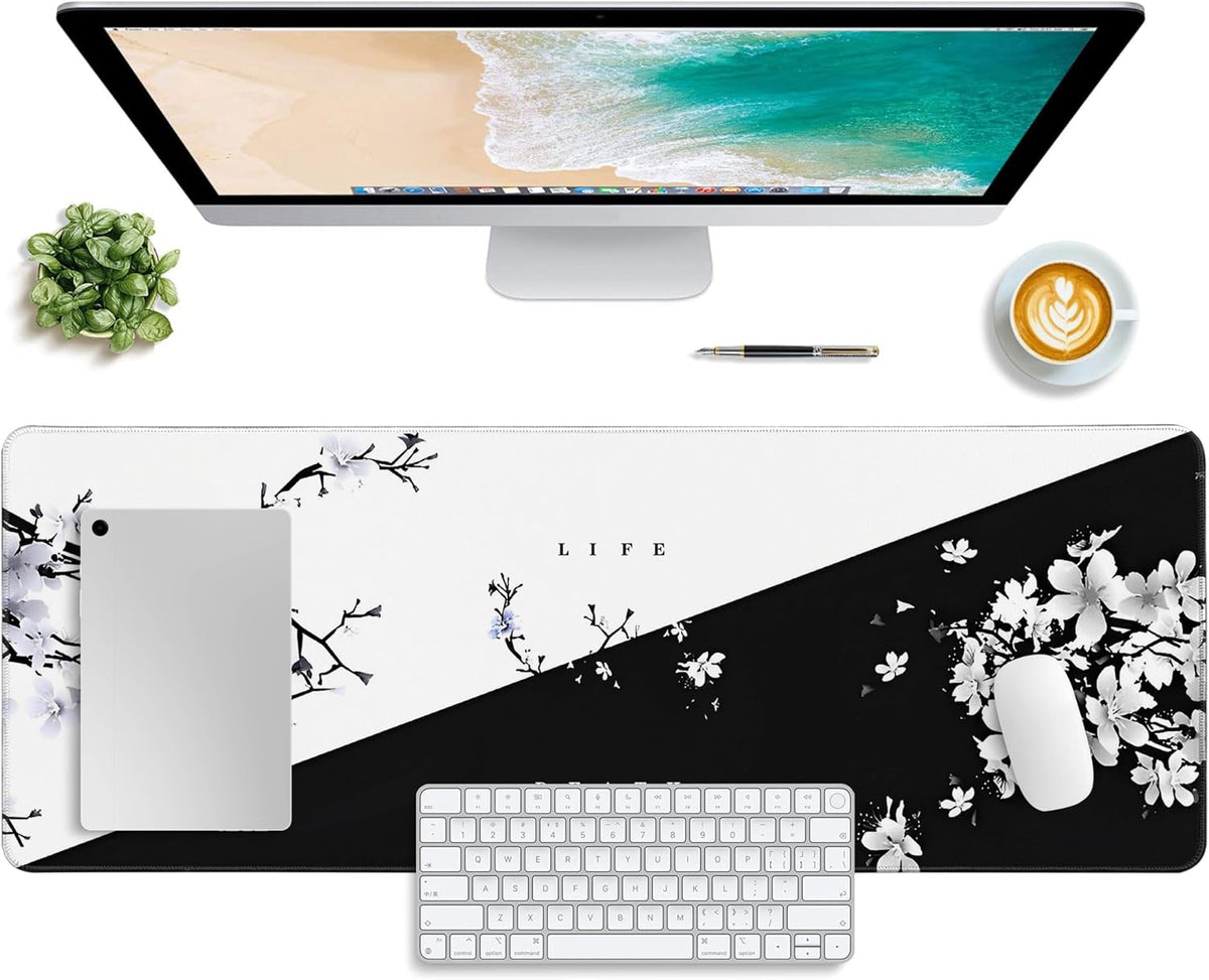 Mouse Pad,Desk Pad Protector,Office Desk Mat, XL Mouse Pad,Gaming Mouse Pad,Laptop Desk Pad,Keyboard Mat Office Desk Decor Accessories (Black and White Ink Painting)