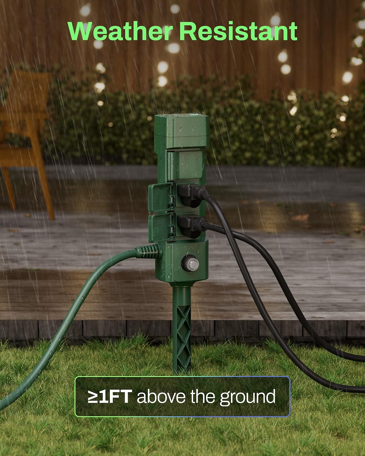 HBN Smart Outdoor Power Stake Timer, 6 Outlets, WiFi Voice Control