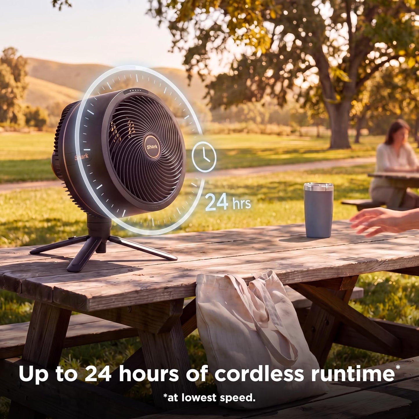 Shark FlexBreeze 2-in-1 Fan with Misting Attachment, Charcoal, FA222 | Corded/Cordless, Pedestal to Tabletop, up to 24-Hr Battery, up to 70 Ft of Power, 5 Speeds, with Outdoor Misting Attachment