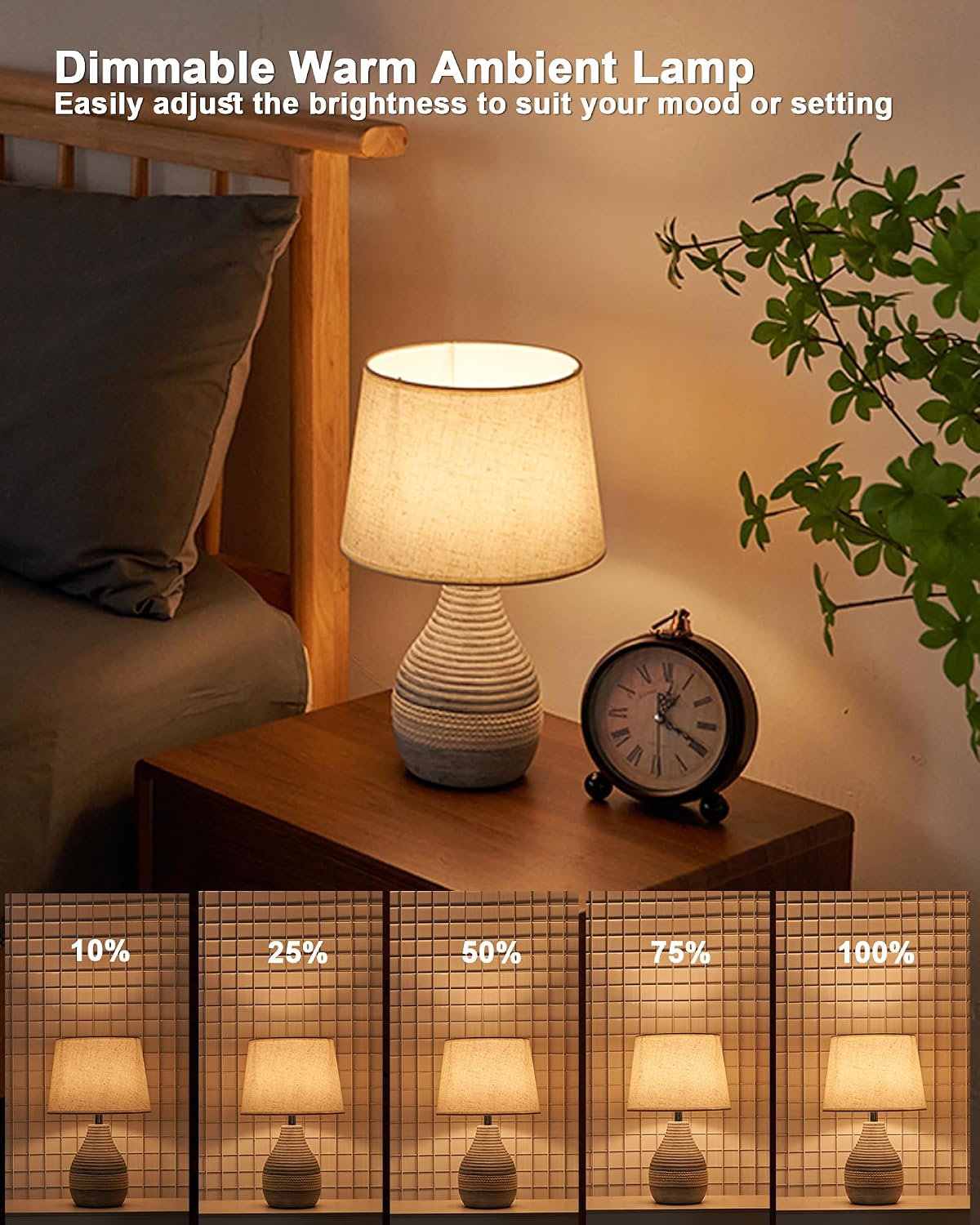 13" H Small Rechargeable Cordless Ceramic Table Lamp, Coastal | Remote Control RGB, Warm White Light, Timer, Dimmer, Battery Operated Lamp for Bedroom, Living Room, Kitchen, Linen Shade
