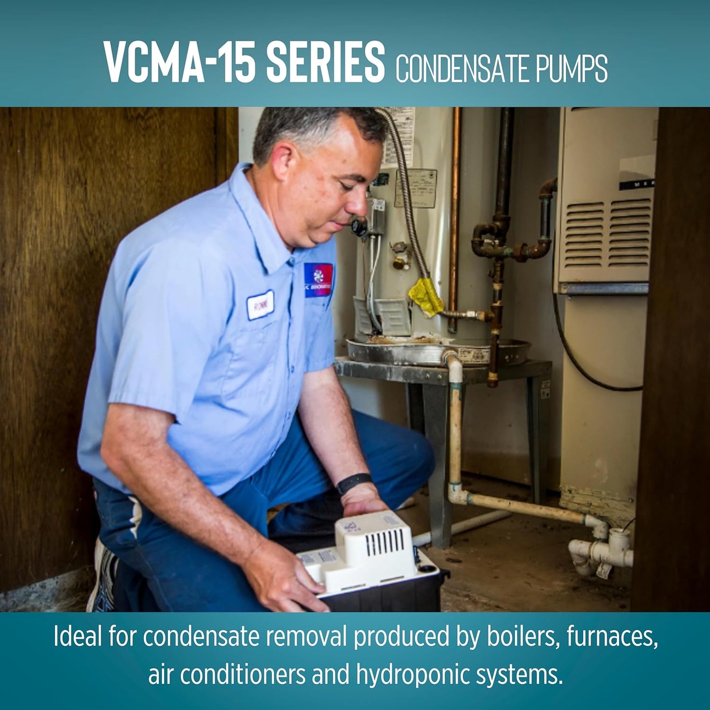 Little Giant VCMA-15ULST 115 Volt, 65 GPH, 1/50 HP Automatic Condensate Removal Pump for HVAC/Refrigeration Systems/Dehumidifiers with Overflow Detection Switch and 20-Foot Tubing, Black/White, 554415