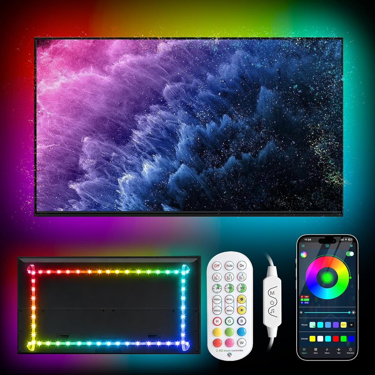 Daymeet Led Lights for Bedroom, 33ft Led Chasing Effect Dream ICRGB Light Strip, USB Smart Light Strips APP Control Music Sync Color Changing Led Strip Lights with Remote for Home christmas Decoration