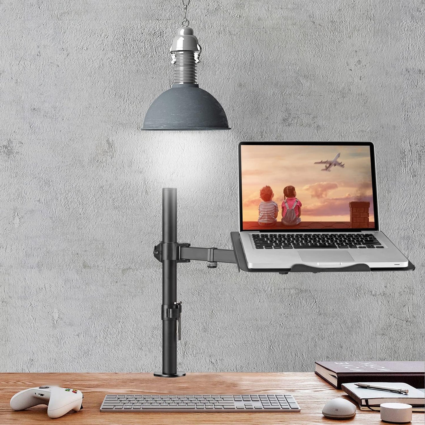 suptek Laptop Notebook Desk Mount Stand, Adjustable Single Monitor Laptop Arm Mount with Ventilated Tray,up to 17 inch,Holds up to 22 lbs