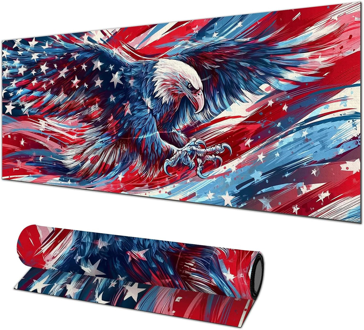 HOMETITUTE Mouse Pad 31.5 x 11.8 Inch American Flag Floral Desk Mat XL Large Extended Keyboard Mat Computer Desk Pad Non Slip Waterproof Mouse Pads Gaming Office Accessories