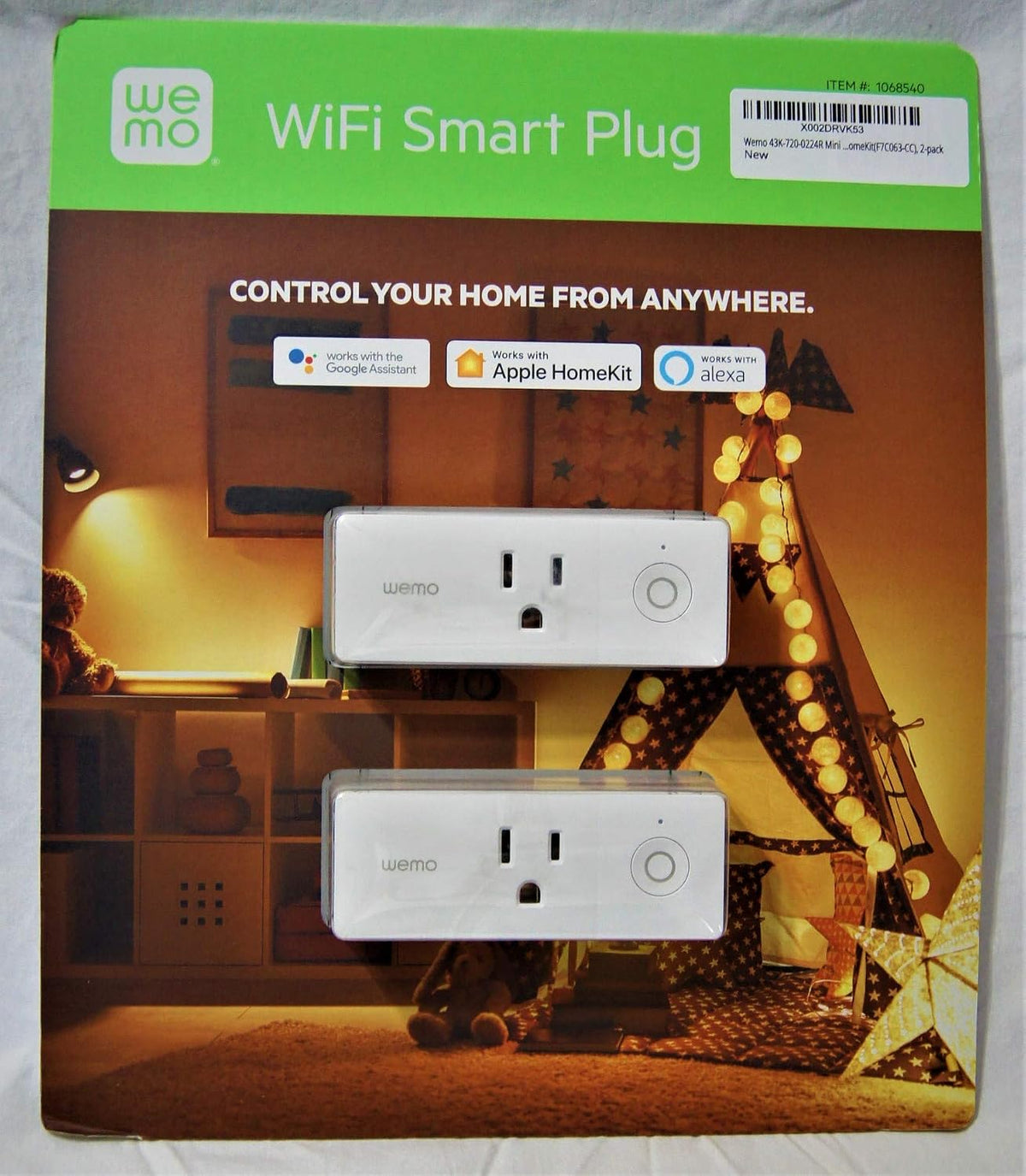 Wemo 43K-720-0224R Mini Smart Plug Compatible with Alexa, Google Assistant & Apple HomeKit(F7C063-CC), 2-Pack