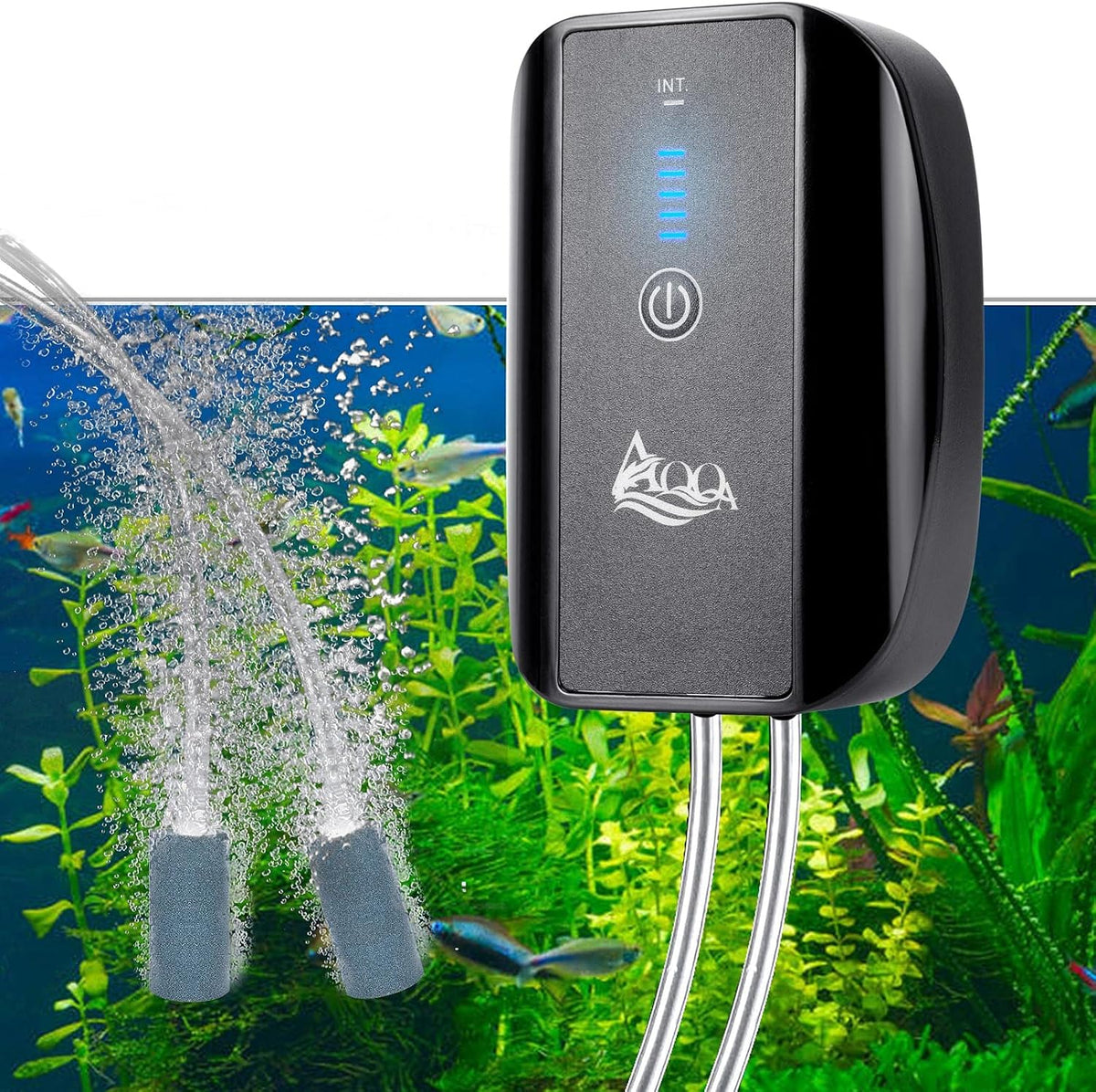 AQQA Aquarium Air Pump Battery Powered USB Rechargeable Aerator Oxygen Pump