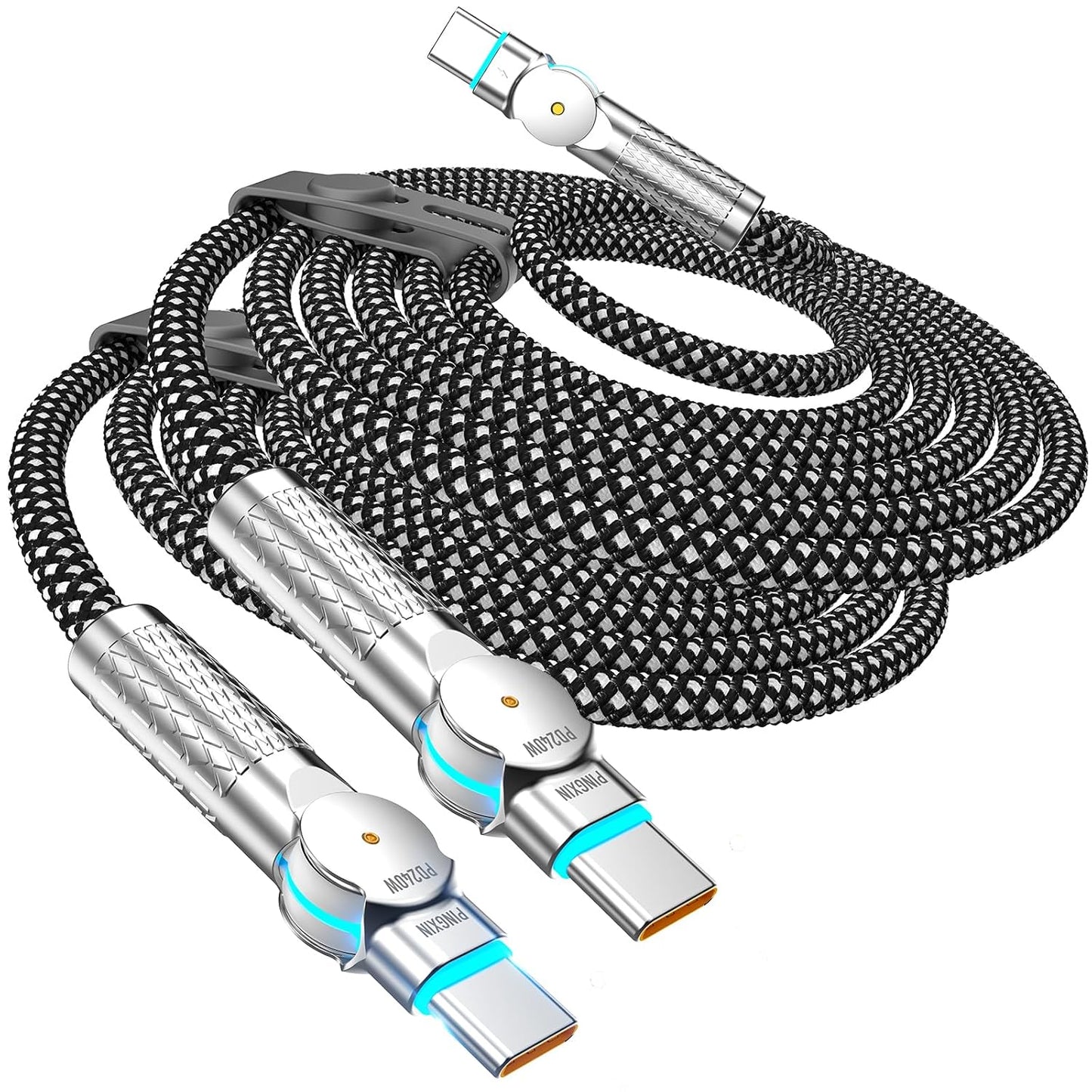 USB C to USB C Cable 10FT 240W, 180°Rotating USB C Cable Braided Type C Charger Cable Fast Charge for iPhone 16/16Pro/16Plus/16ProMax,MacBook Air,iPad Pro,Pixel,Samsung Galaxy S23/S24 Ultra-Black