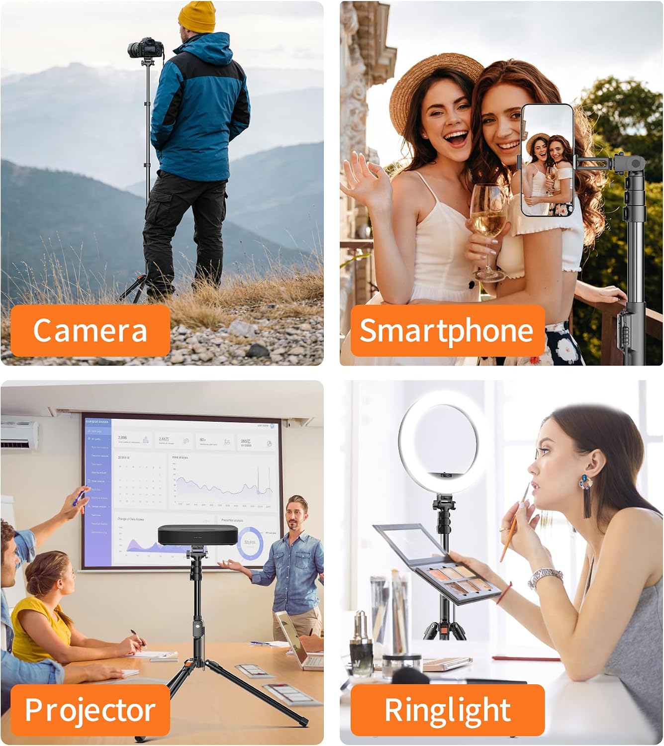 74" Magnetic Phone Tripod with Phone Clip for Magsafe, Camera Tripod | Aluminum Phone Tripod with Remote & Cold Shoe,Camera Stand Tripod for iPhone/Canon/Nikon/DSLR/Digital Camera Accessory Kits