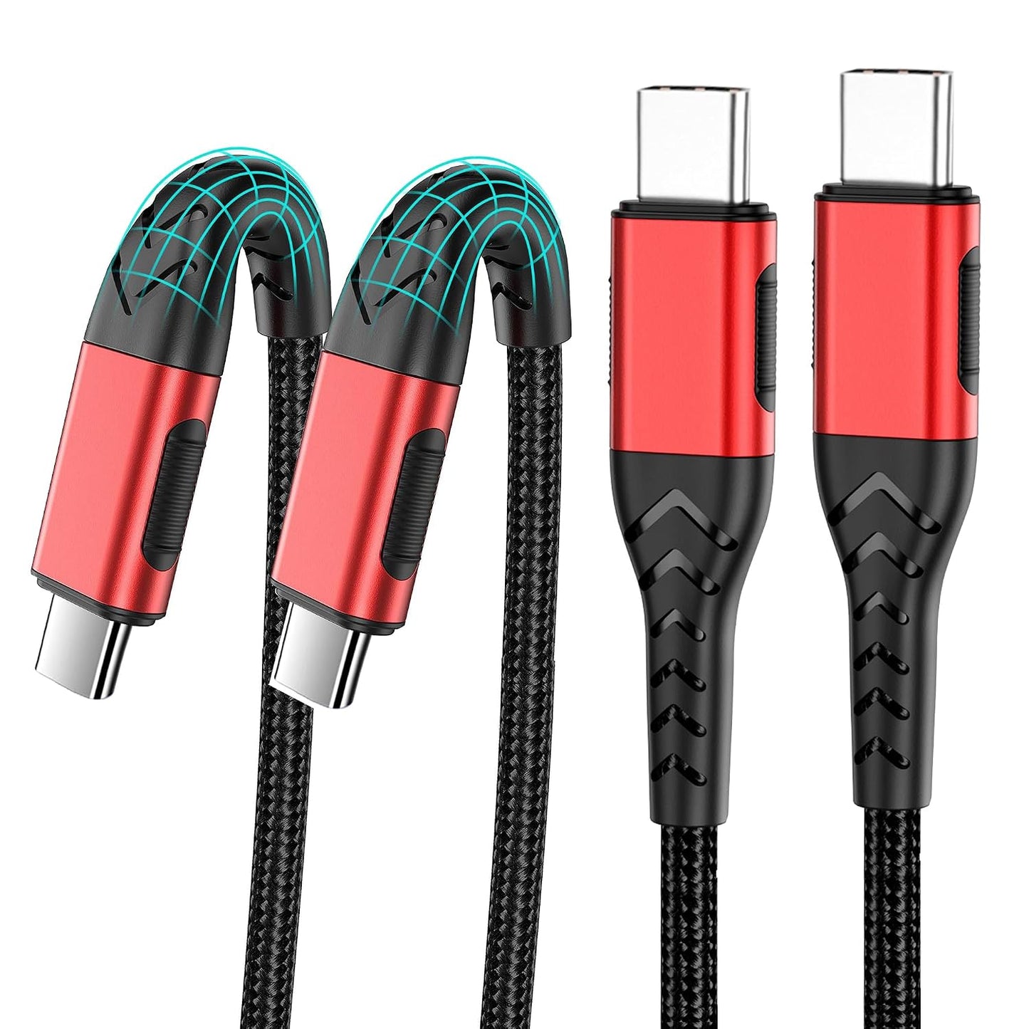 2Pack 10ft USB C Charger Cable - 100W Fast Charging for Android/Phone/Pad, Type C to Type C Compatible with iPhone 17/16/15 Pro Plus Max Silver