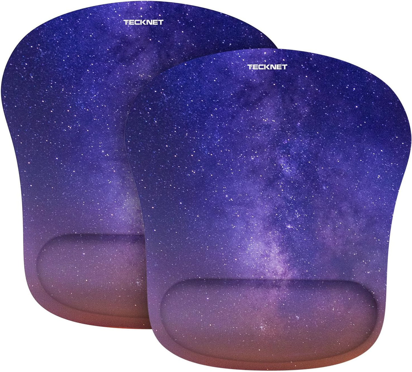 TECKNET 2 Pack Gaming Ergonomic Mouse Pad with Wrist Support Black | Soft Memory Foam, Fast Rebound, Pain Relief,Waterproof Surface, Non-slip Base