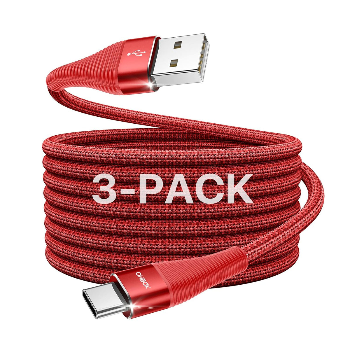 USB to USB C Cable 3FT USB A to Type C Fast Charging Cord 3Pack USB C Cable | Black USB A to USB C Cable Premium Nylon Braided USBC Cord with Carplay for iPhone 17/16/15/Pro/Plus/Max/Samsung Galaxy S26