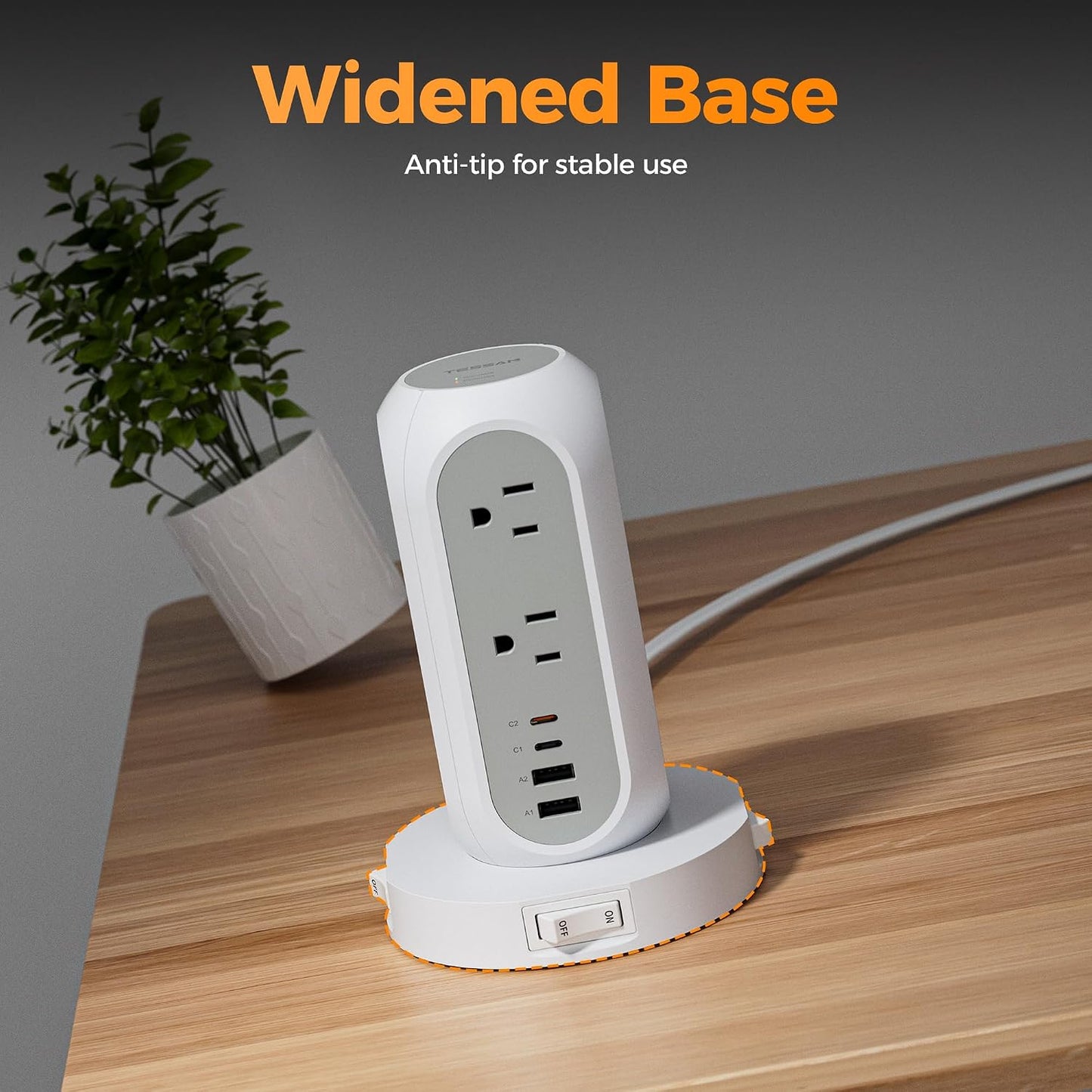 TESSAN Surge Protector Power Strip with 1050J, Individual Switches, 6 Ft | 11 Outlets, 4 USB Ports (2 USB C), Flat Extension Cord, 20W Charging Station for Multiple Devices, for Office, Dorm Room