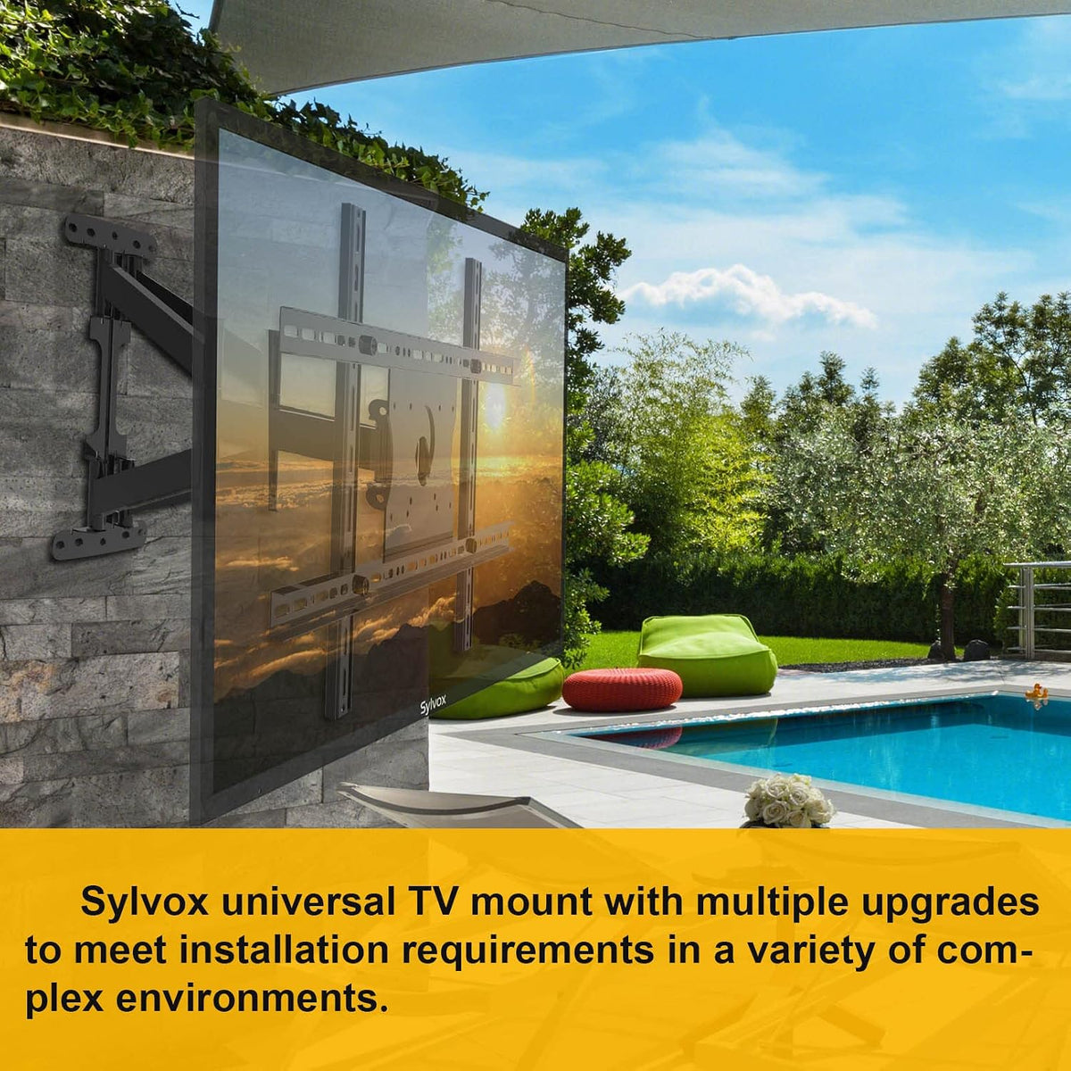 SYLVOX Full Motion Outdoor TV Wall Mount, Fits for TV Size from 40 Inch to 75 Inch, Flexible 6 Articulating Dual Arms, Wall Mount Bracket, Maximum VESA 600 x 400 mm