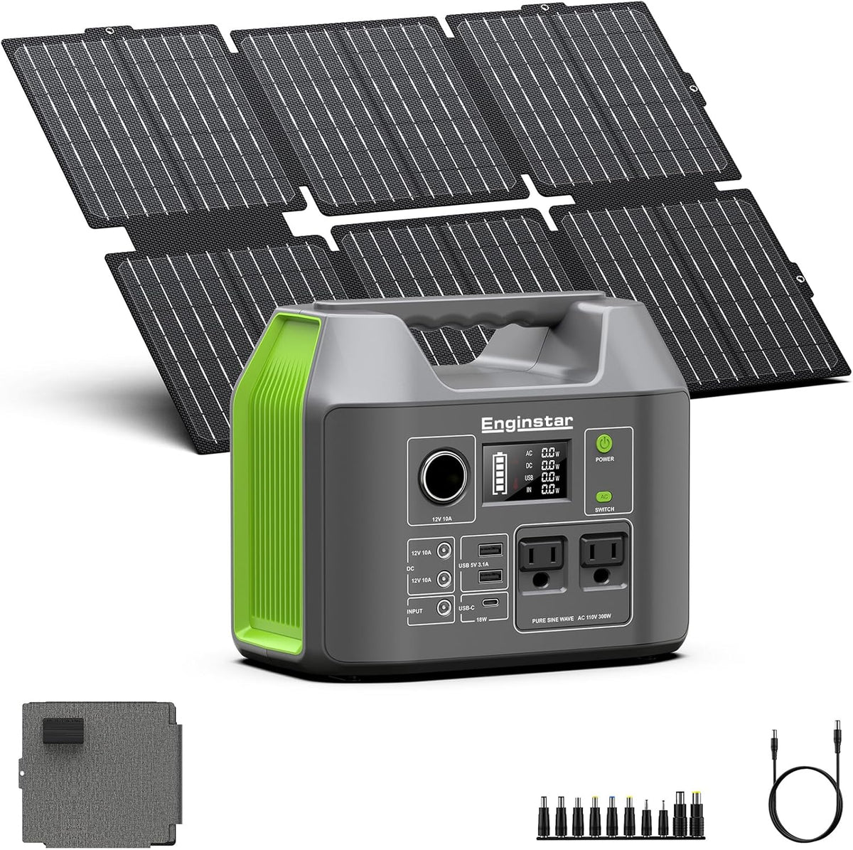 EnginStar Portable Power Station 300W 296Wh Battery Bank with 110V Pure Sine Wave AC Outlet for Outdoors Camping Hunting and Emergency, 80000mAh Backup Battery Power Supply for CPAP
